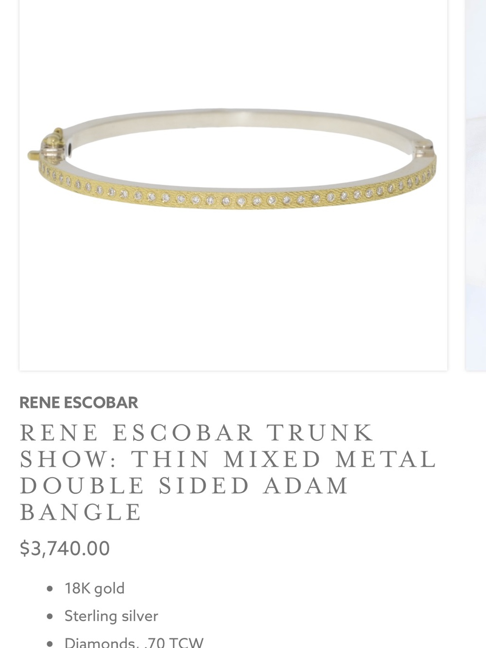 Two-Tone Diamond Pavé Bangle in Gold and Silver